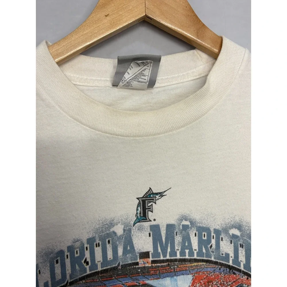 Florida Marlins Genuine Merchandise MLB Shirt‎ Mens White Medium Vintage 90s